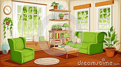 Living room interior. Vector illustration. Vector Illustration