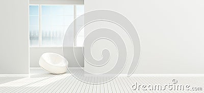 Living room with living area see windows .White room with background. Stock Photo