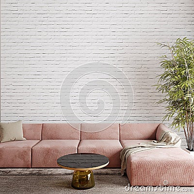 Living Room Mockup, Empty Wall Mockup Stock Photo