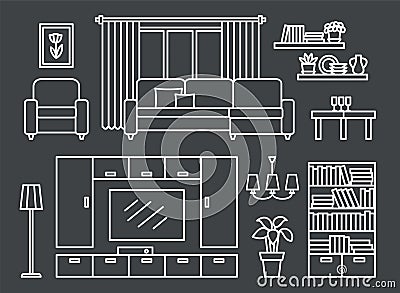 Living room modern furniture Vector Illustration