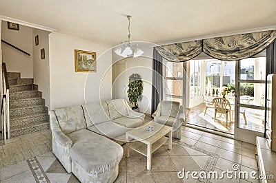 Living room in the modern villa Stock Photo