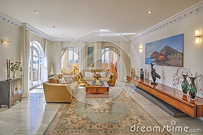 Living room in the modern villa Stock Photo