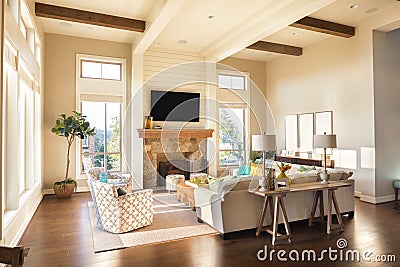 Living Room in New Luxury Home Stock Photo