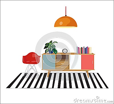 Living room scene, vector, Vector Illustration