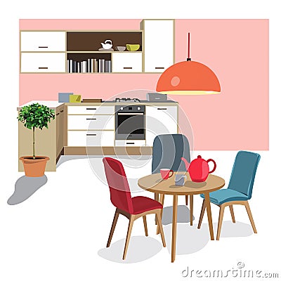 Living room scene, vector, Vector Illustration