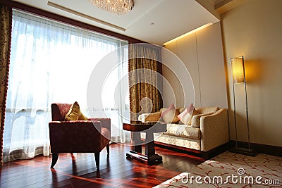 Living room with sofa and tea table Stock Photo