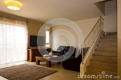 Living room and upstairs Stock Photo