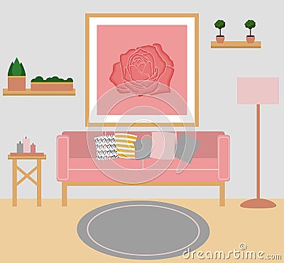 Living room. Vector. Flat design. Vector Illustration