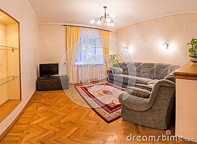 Living room with wood floor Stock Photo