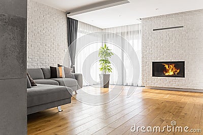 Living room with wood flooring Stock Photo