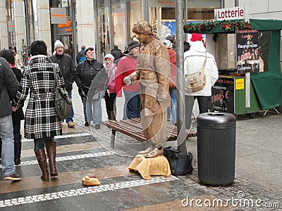 Living statue on street of Dresden, Germany Editorial Stock Photo