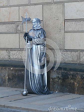 Living statue on street of Dresden, Germany Editorial Stock Photo