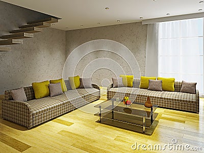 Livingroom with two sofas Stock Photo