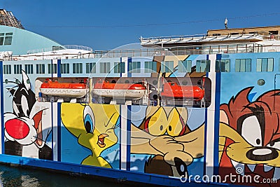 Moby Wonder ferry ship. Livorno, Italy Editorial Stock Photo