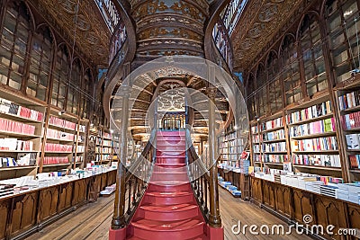 Livraria Lello, the famous bookshop in Porto, Portugal Editorial Stock Photo