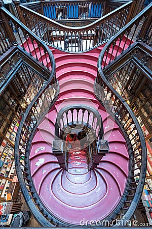 Livraria Lello, the famous bookshop in Porto, Portugal Editorial Stock Photo