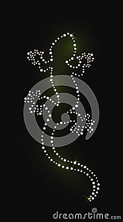 Lizard of beautiful gems on dark background Vector Illustration