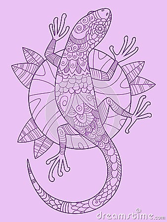 Lizard color drawing vector Vector Illustration