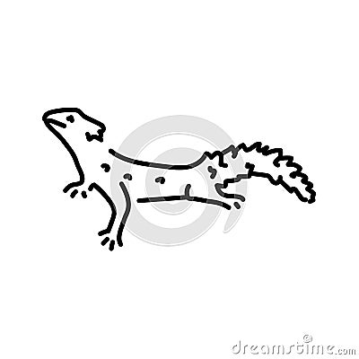 Lizard color line illustration. Animals of Africa. Vector Illustration