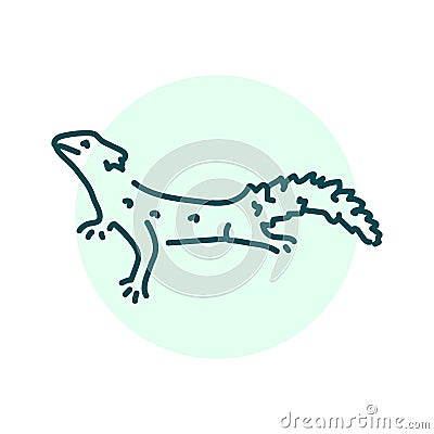 Lizard color line illustration. Animals of Africa. Vector Illustration