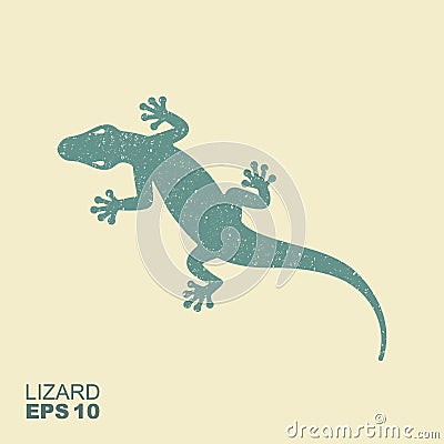 Lizard. Flat monochrome icon with a shabby effect. Vector illustration Vector Illustration