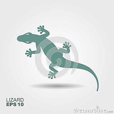 Lizard. Flat monochrome icon with a shadow. Vector illustration Vector Illustration