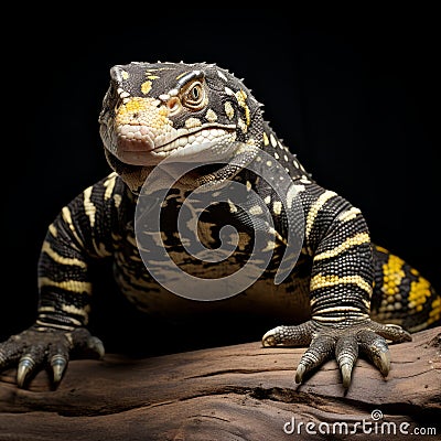 Bold Patterns And Strong Facial Expression: Capturing The Tegu Lizard Stock Photo