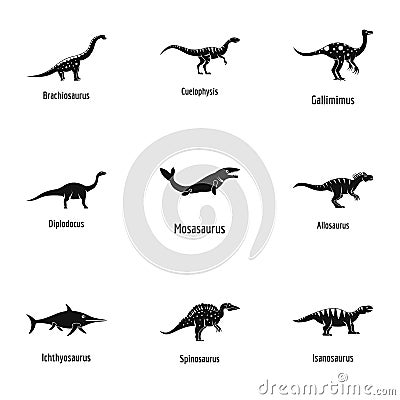 Lizard icons set, simple style Vector Illustration