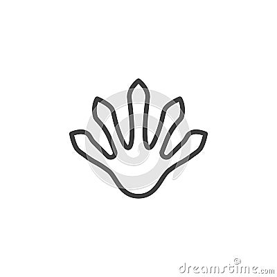 Lizard paw print line icon Vector Illustration