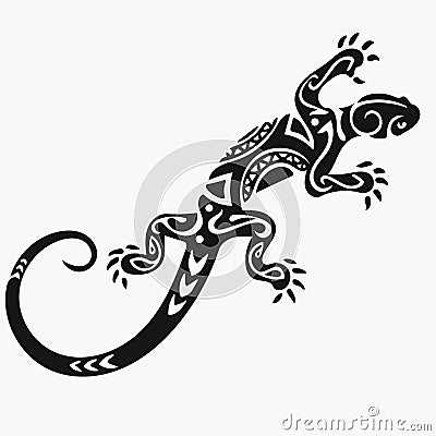 lizard vector illustrations black in white background Cartoon Illustration