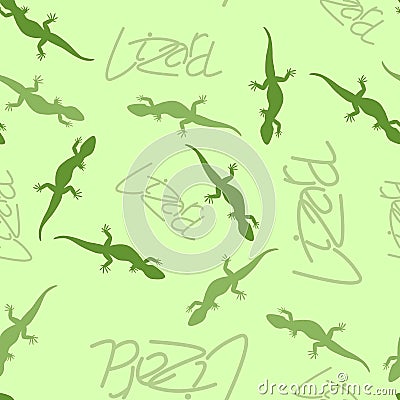 Lizard vector seamless pattern on green background Vector Illustration