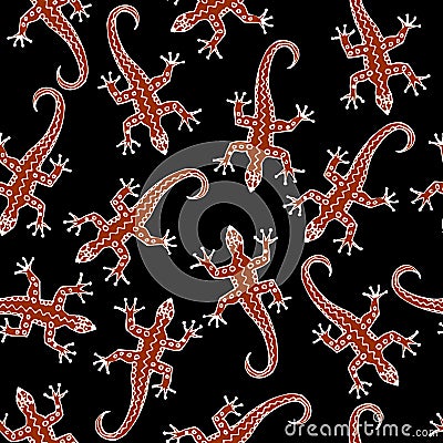 Seamless vector square pattern. Brown lizards pattern. Vector Illustration