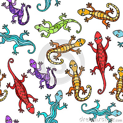 Lizards. Seamless Abstract background. Vector pattern. Vector Illustration