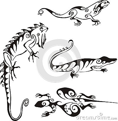 Lizards in tribal style Vector Illustration