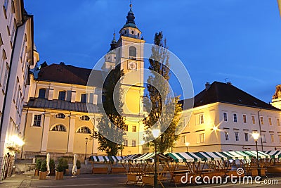 Ljubljana Cathedral at night Stock Photo