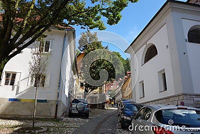 Ljubljana city center streets image Editorial Stock Photo