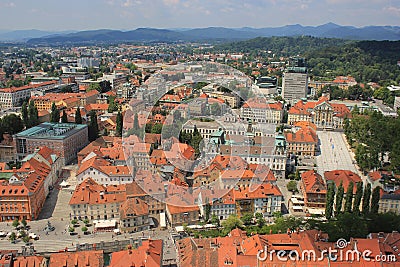 Ljubljana historic center view, Slovenia Editorial Stock Photo