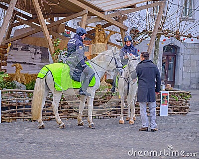 Horseback police Slovenia. Editorial Stock Photo