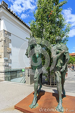 Modern sculpture of Adam and Eve Editorial Stock Photo