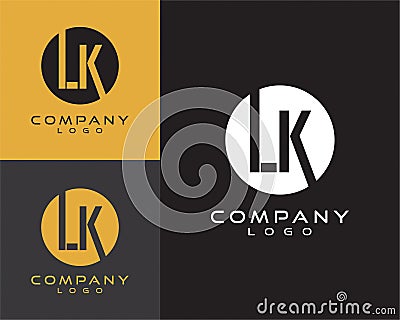 Lk, kl initial logo design letter with circle shape Vector Illustration