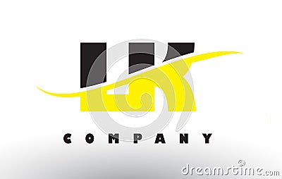 LK L K Black and Yellow Letter Logo with Swoosh. Vector Illustration