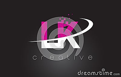 LK L K Creative Letters Design With White Pink Colors Vector Illustration