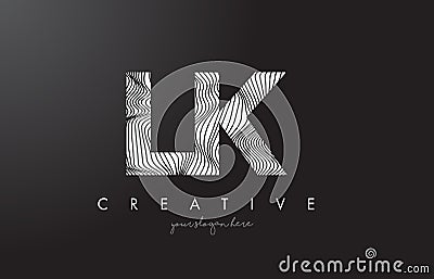 LK L K Letter Logo with Zebra Lines Texture Design Vector. Vector Illustration