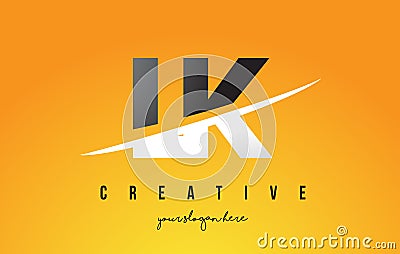 LK L K Letter Modern Logo Design with Yellow Background and Swoosh. Vector Illustration