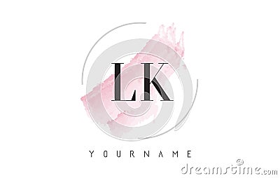 LK L K Watercolor Letter Logo Design with Circular Brush Pattern Vector Illustration