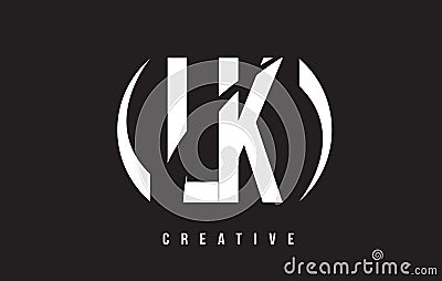 LK L K White Letter Logo Design with Black Background. Vector Illustration