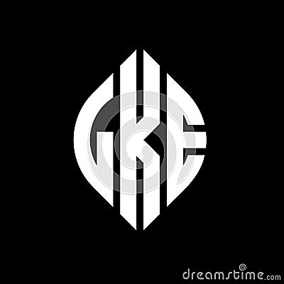 LKE circle letter logo design with circle and ellipse shape. LKE ellipse letters with typographic style. The three initials form a Vector Illustration