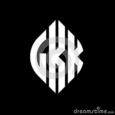 LKK circle letter logo design with circle and ellipse shape. LKK ellipse letters with typographic style. The three initials form a Vector Illustration