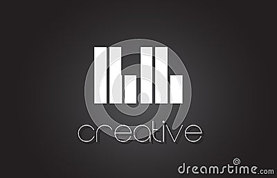 LL L Letter Logo Design With White and Black Lines. Vector Illustration