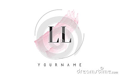 LL L Watercolor Letter Logo Design with Circular Brush Pattern. Vector Illustration